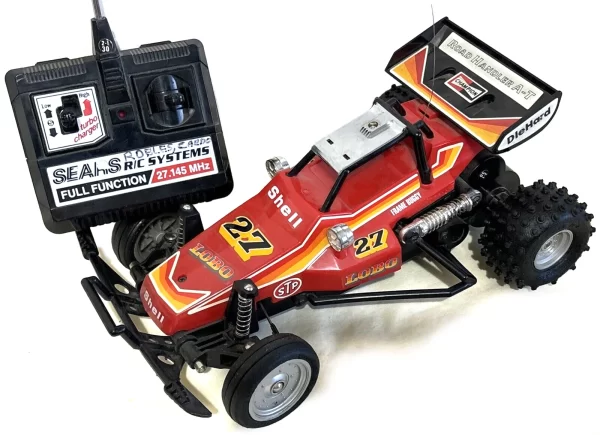 1986 Sears Lobo 1 54008 Sears Lobo Car 27Mhz Left Perspective with Controller Kids Name